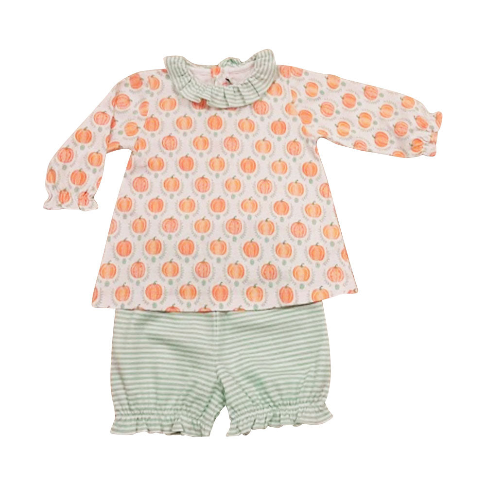 Pumpkin Pima cotton knit Baby Girl Diaper Cover Set - Little Threads Inc. Children's Clothing