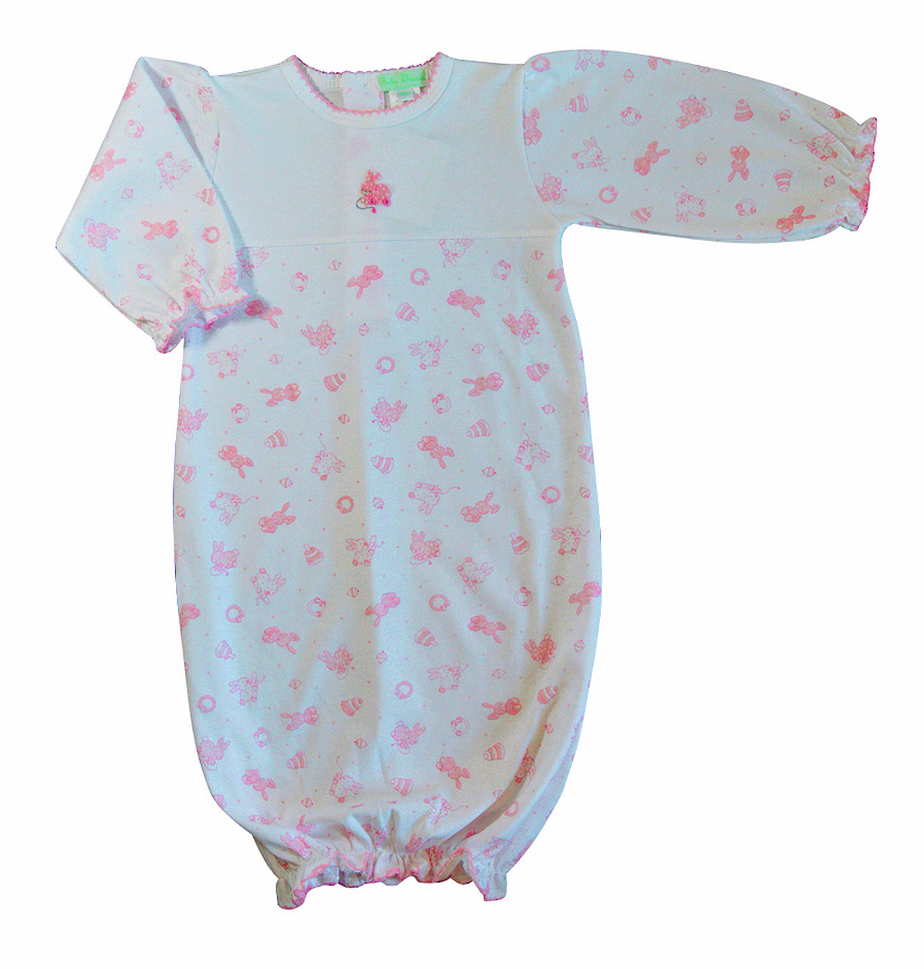 Bunny toy  Print  Girl's Daygown - Little Threads Inc. Children's Clothing