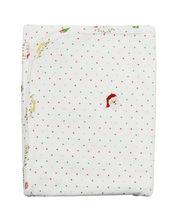 Santa Pima Cotton Christmas Embroidered baby Blanket - Little Threads Inc. Children's Clothing