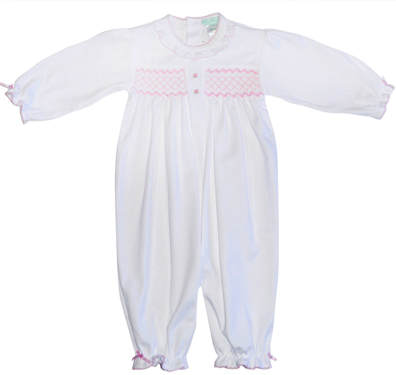Baby Girl's White and Pink Hand Smocked Converter - Little Threads Inc. Children's Clothing