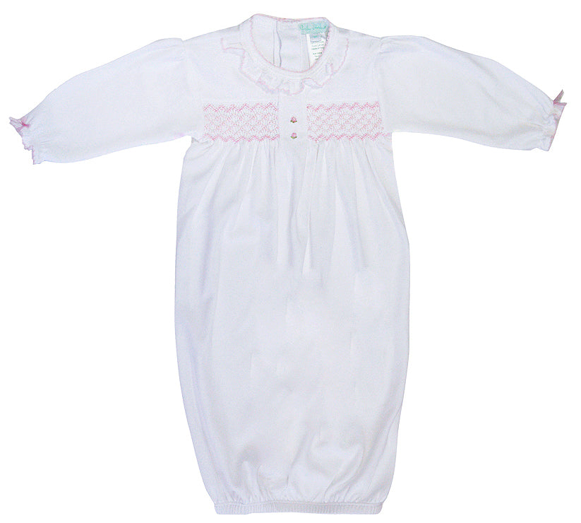 Baby Girl's White Hand Smocked Gown - Little Threads Inc. Children's Clothing