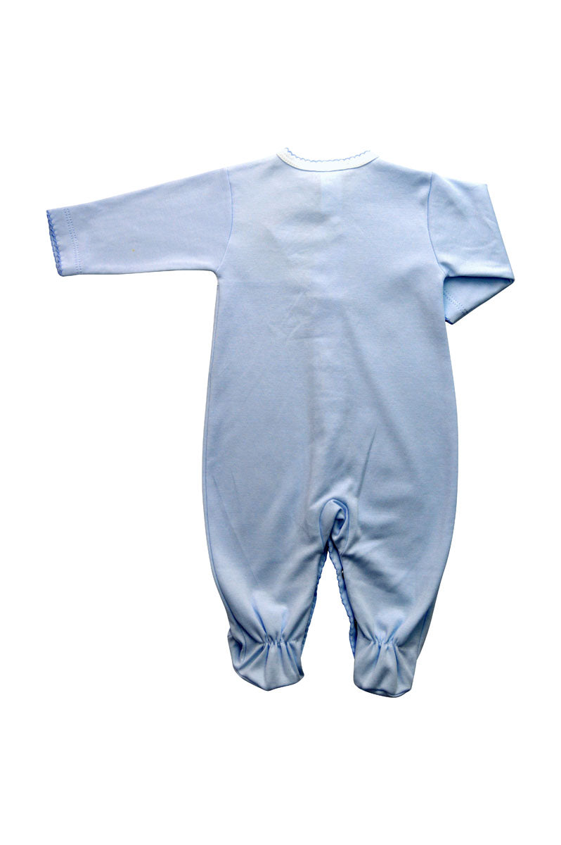 Baby Boy Blue Footie with Crown and Monogram - Little Threads Inc. Children's Clothing