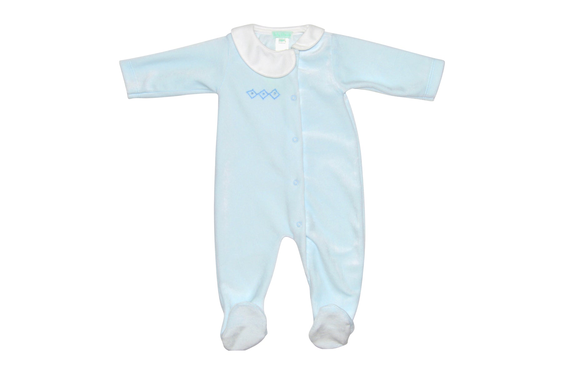 Blue Velour Argyle Footie - Little Threads Inc. Children's Clothing