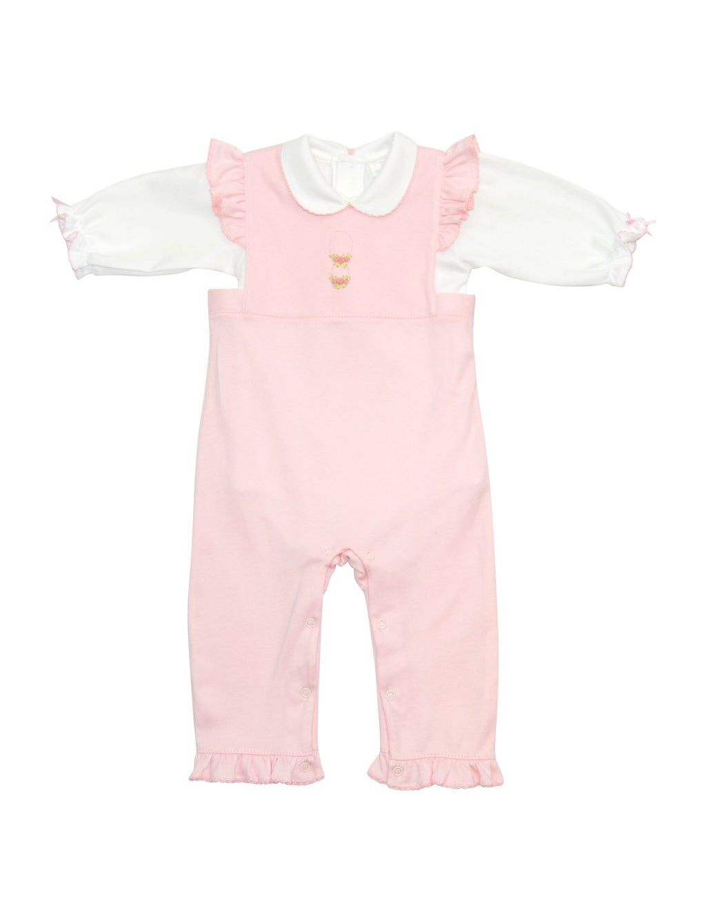 Baby Girl's Pink Overall Set With Tiny Posies - Little Threads Inc. Children's Clothing