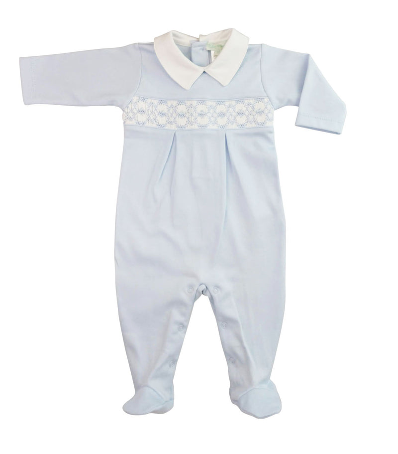 Baby Boy's Blue hand smocked Footie - Little Threads Inc. Children's Clothing