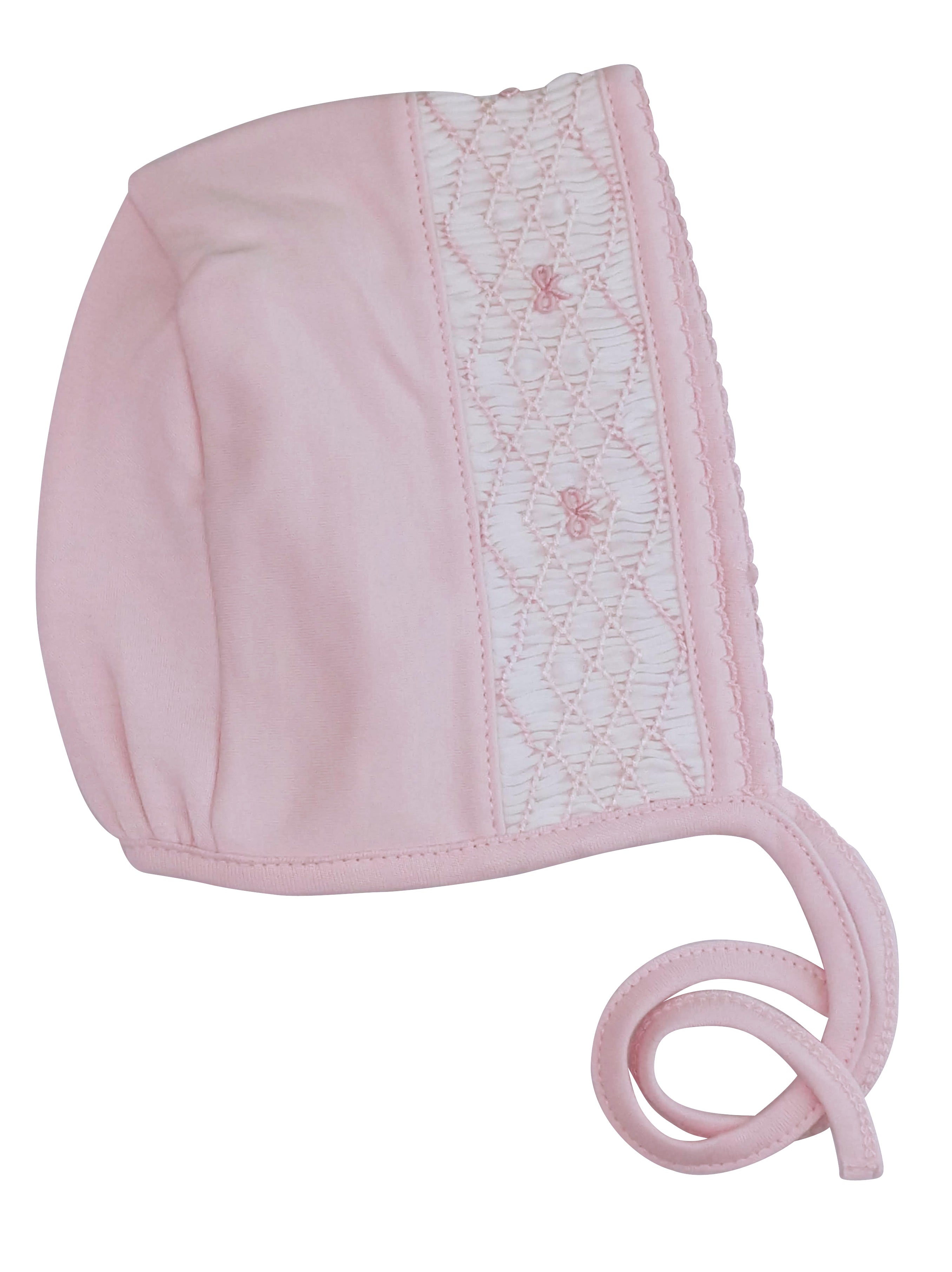 Baby Girl's Pink Bows Smocked Bonnet - Little Threads Inc. Children's Clothing