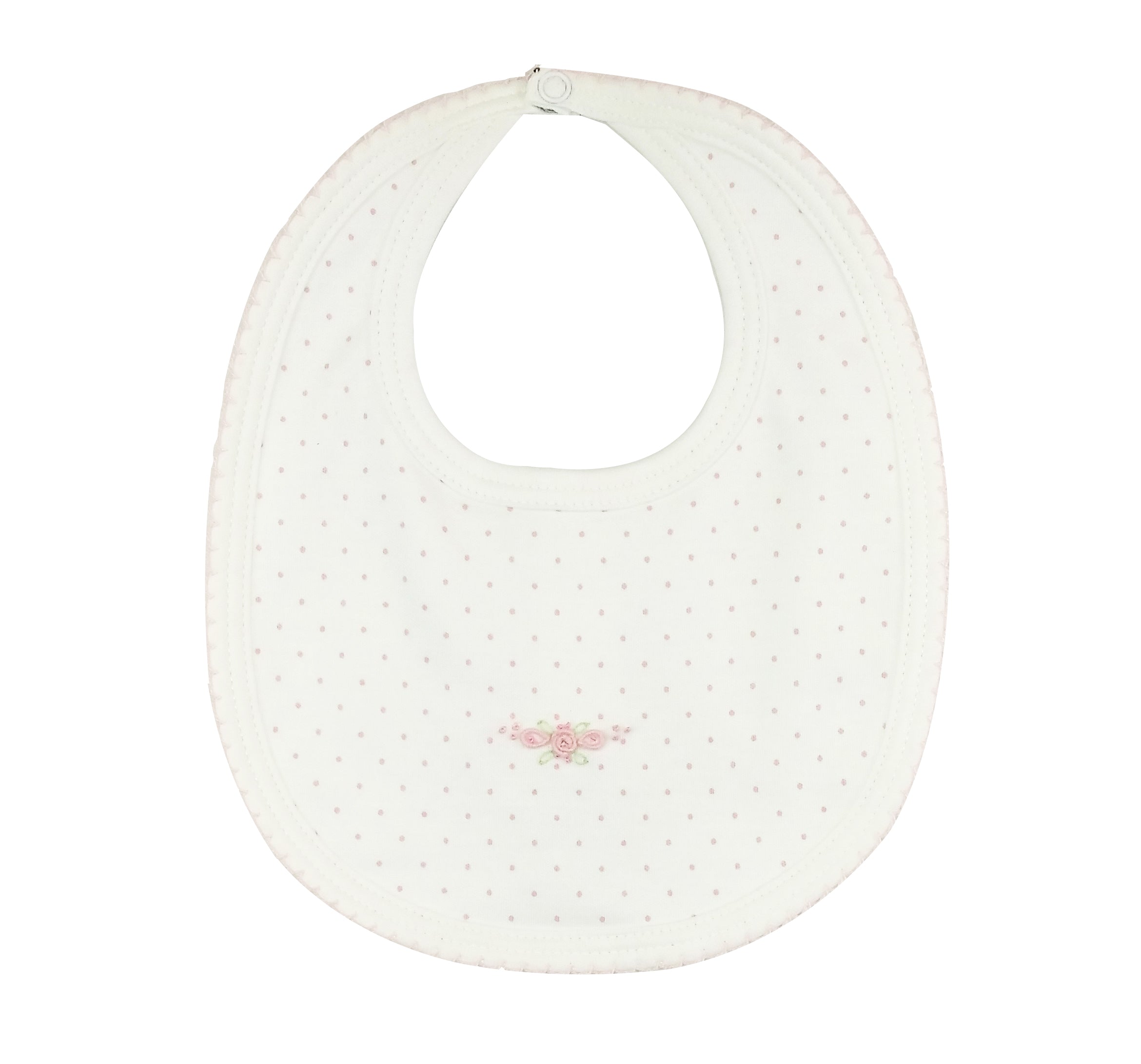 Baby Girl's Pink Dots and Rosebuds Bib - Little Threads Inc. Children's Clothing