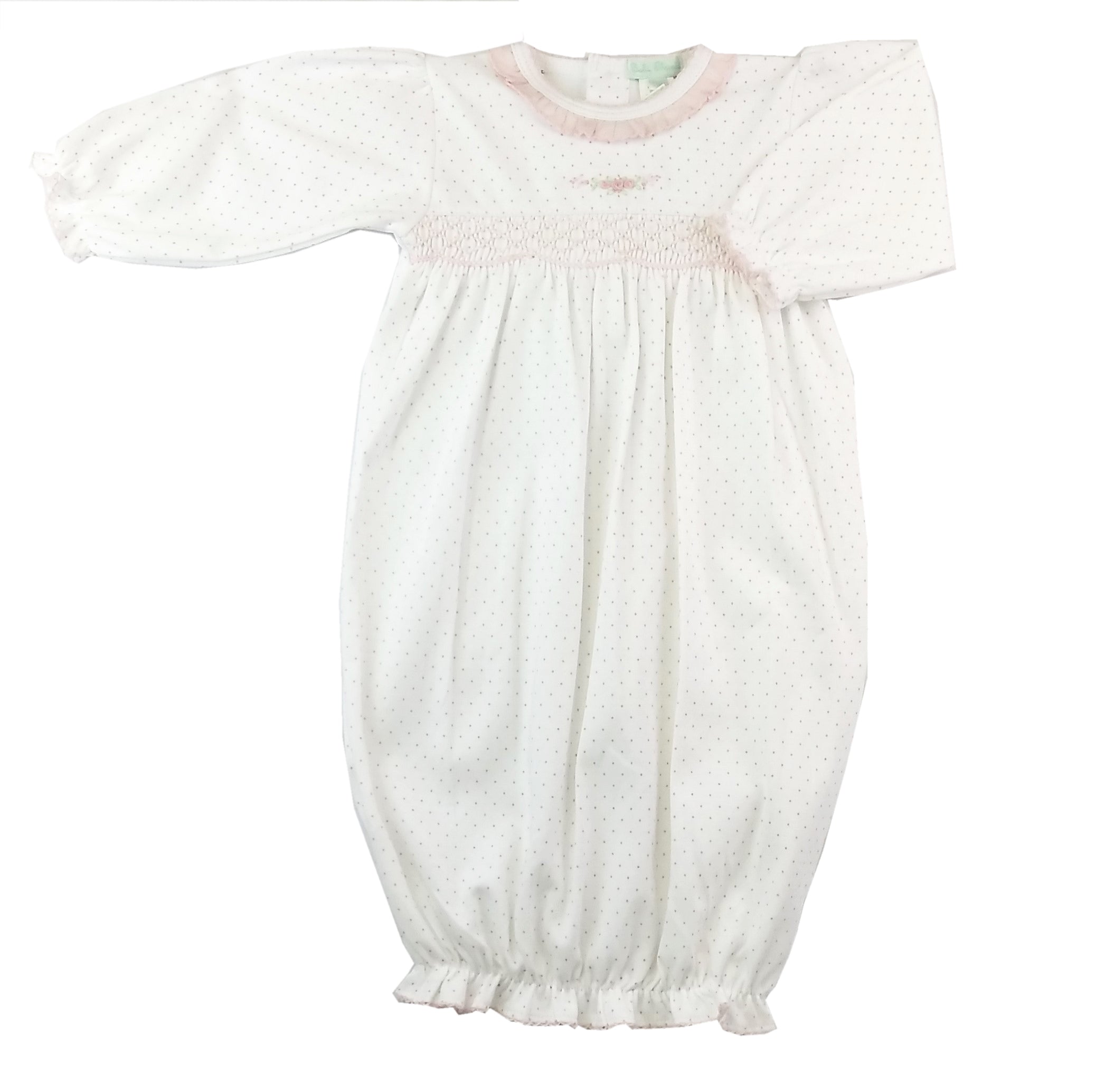 Baby Girl's Pink Dots Hand Smocked Daygown - Little Threads Inc. Children's Clothing