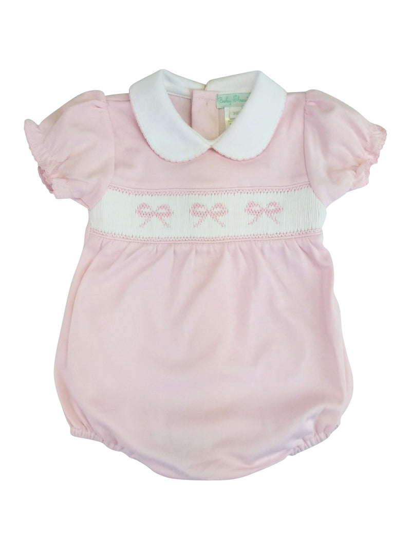 Baby Girl's Pink Bows Smocked Romper - Little Threads Inc. Children's Clothing