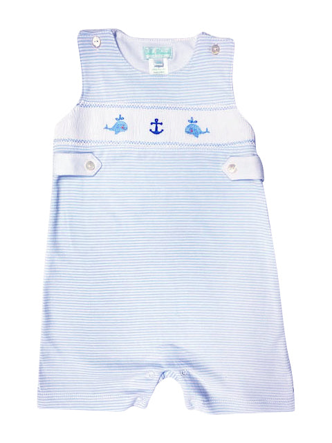Blue Whales Boy's Smocked Overall - Little Threads Inc. Children's Clothing