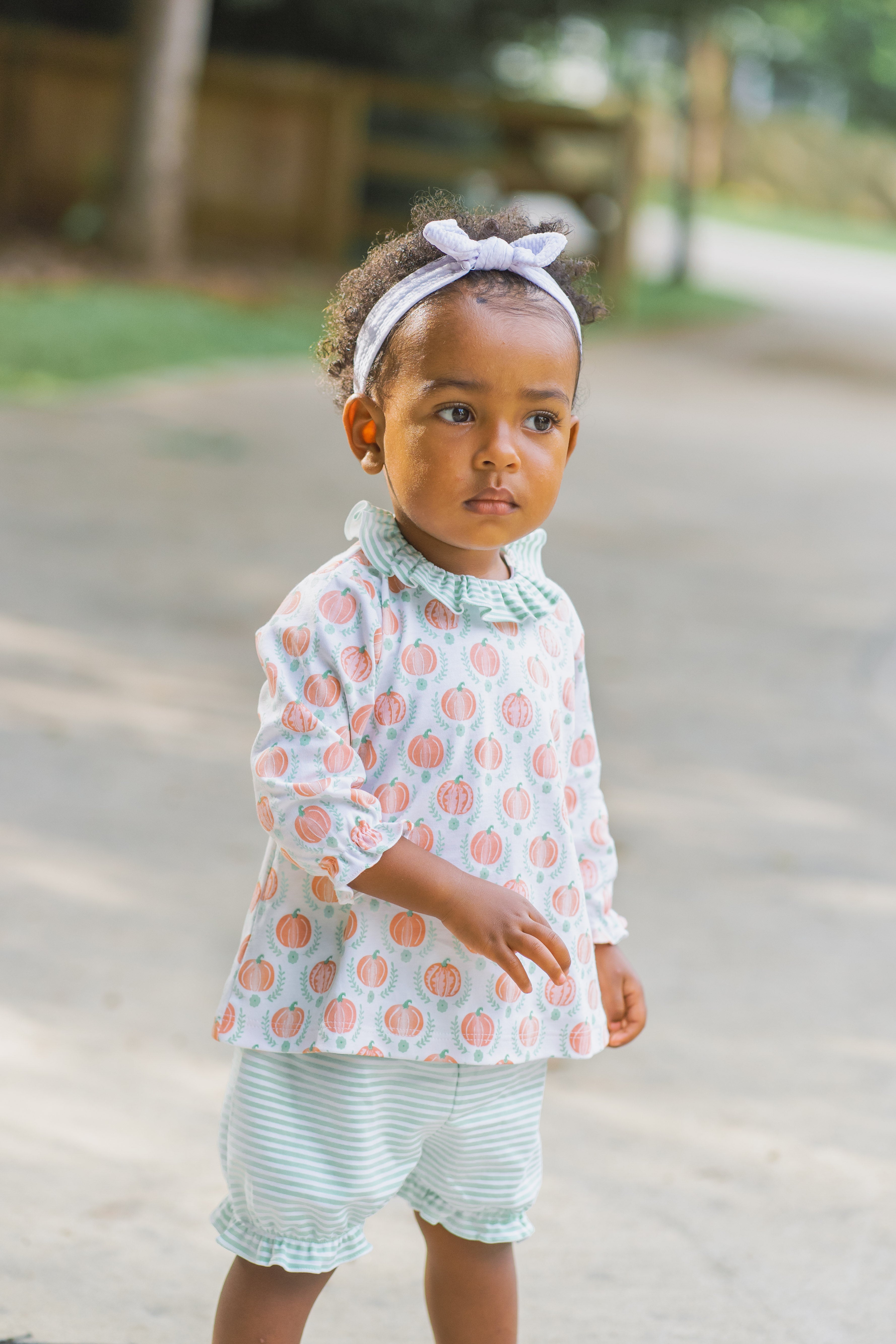 Pumpkin Pima cotton knit Baby Girl Diaper Cover Set - Little Threads Inc. Children's Clothing