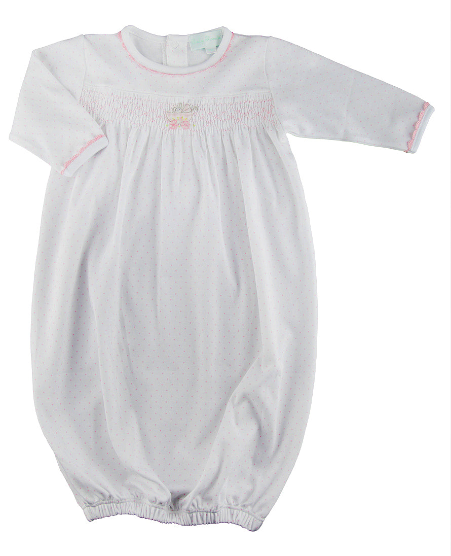 Baby Girl's White Baby Bunny Hand Smocked Daygown - Little Threads Inc. Children's Clothing