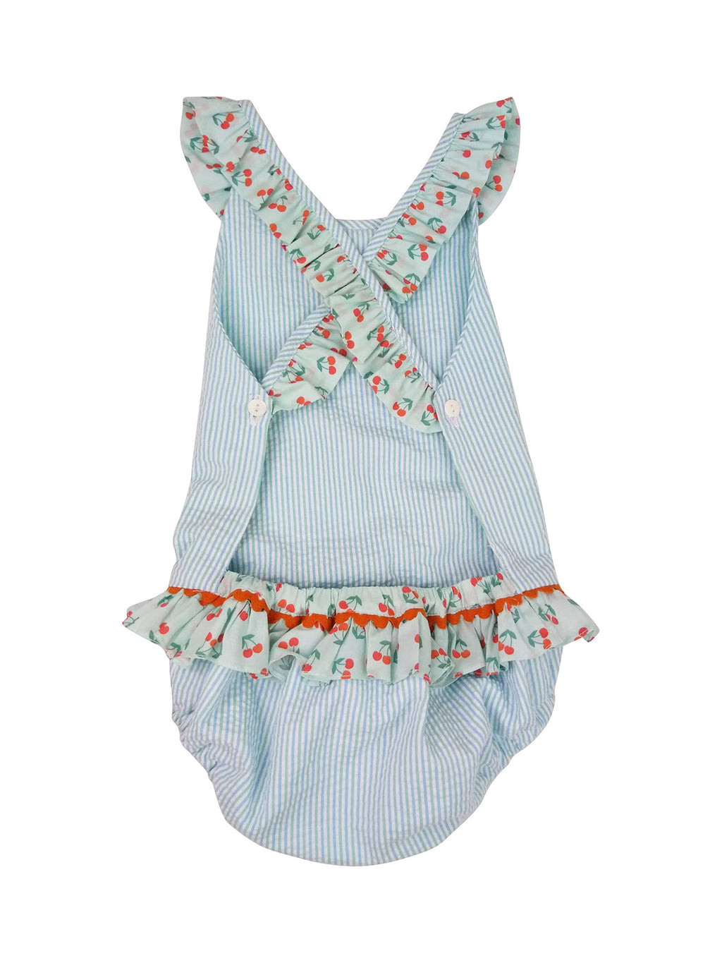 Cherries girl's Seersucker bathing suit - Little Threads Inc. Children's Clothing