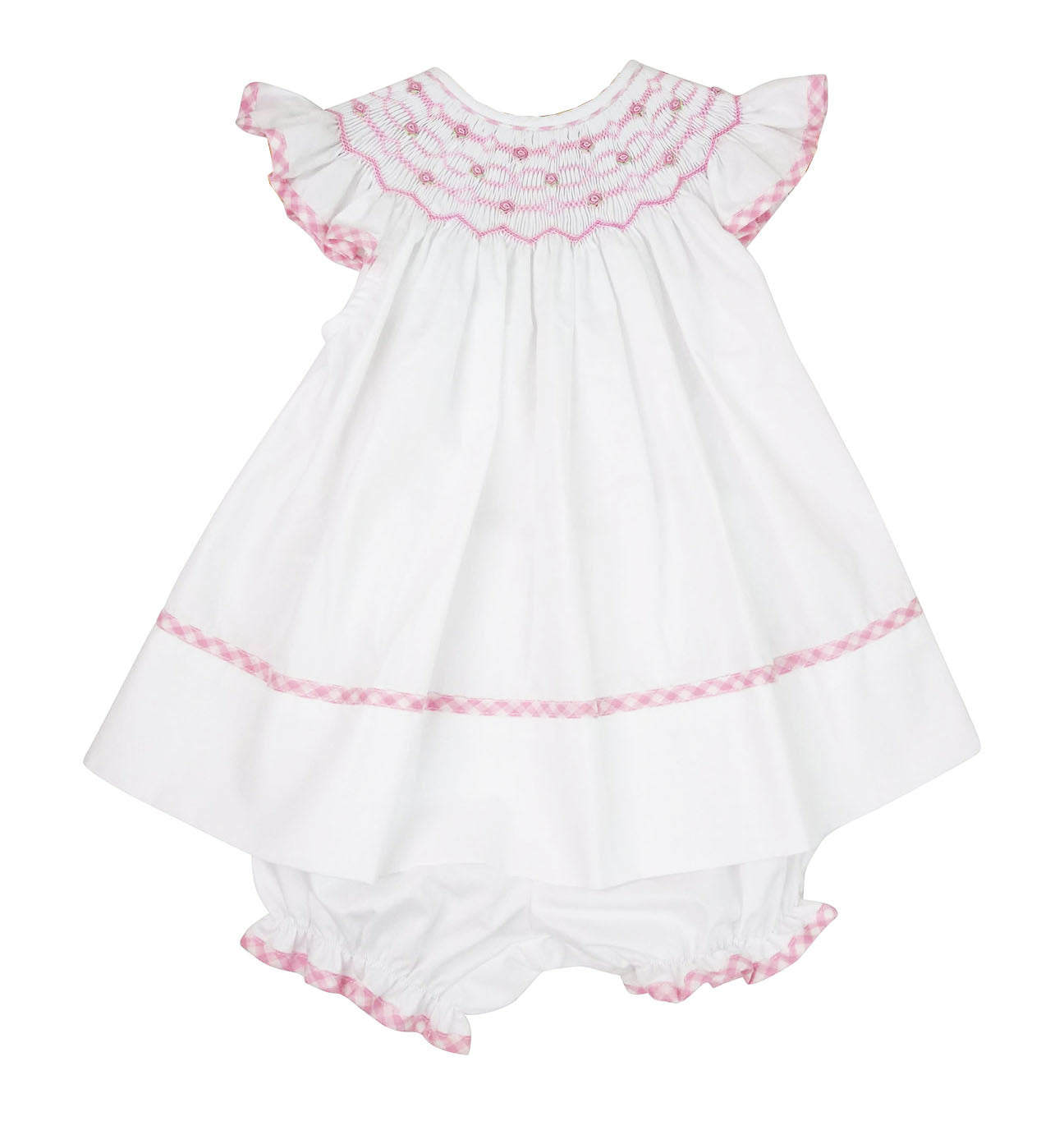 Riley White Hand Smocked bishop - Little Threads Inc. Children's Clothing