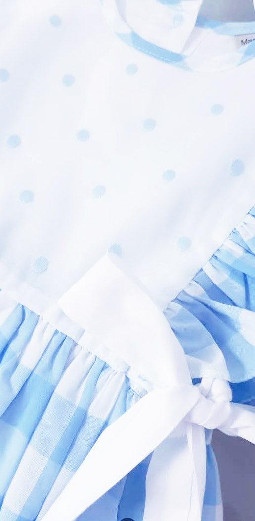 Blue checks and Dots girl's dress - Little Threads Inc. Children's Clothing