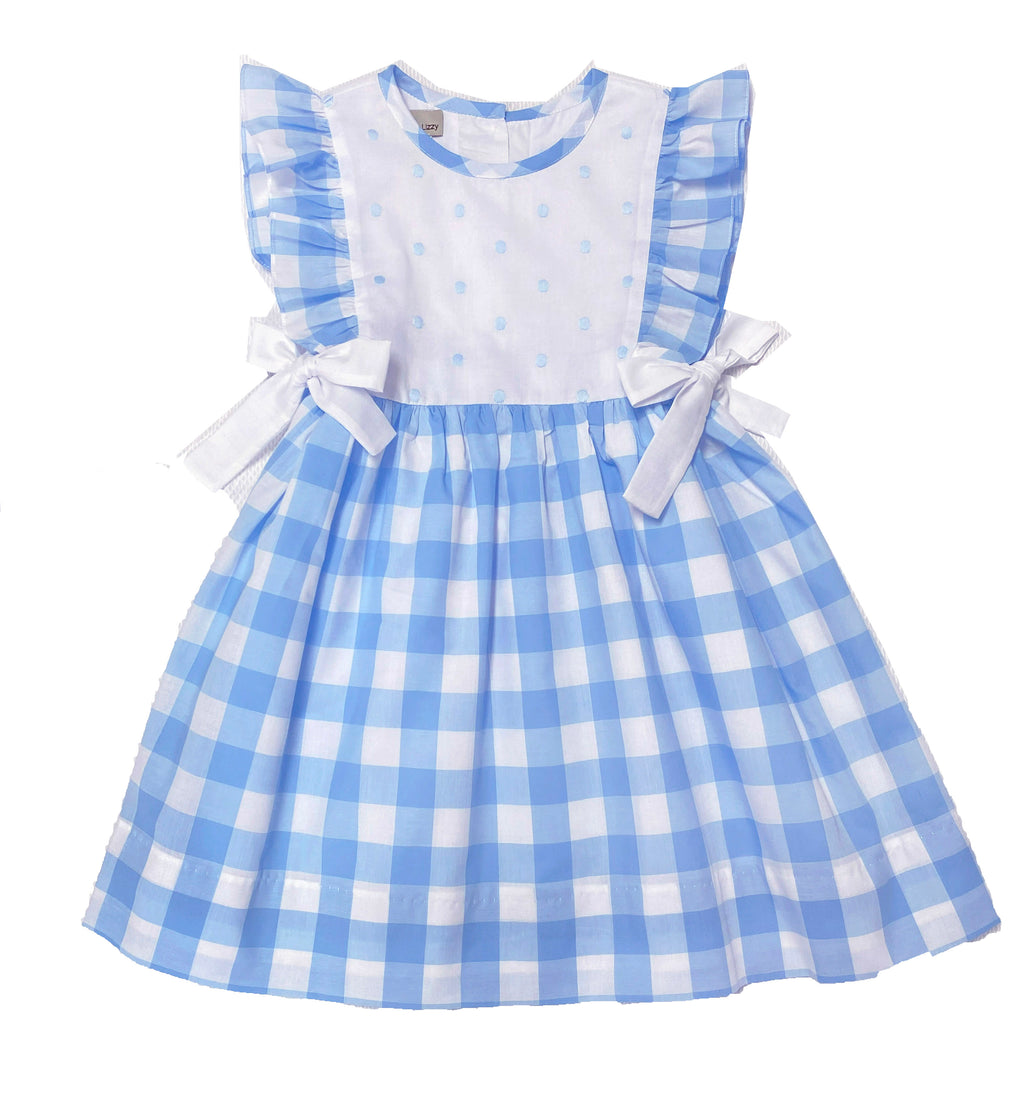 Blue checks and Dots girl's dress - Little Threads Inc. Children's Clothing