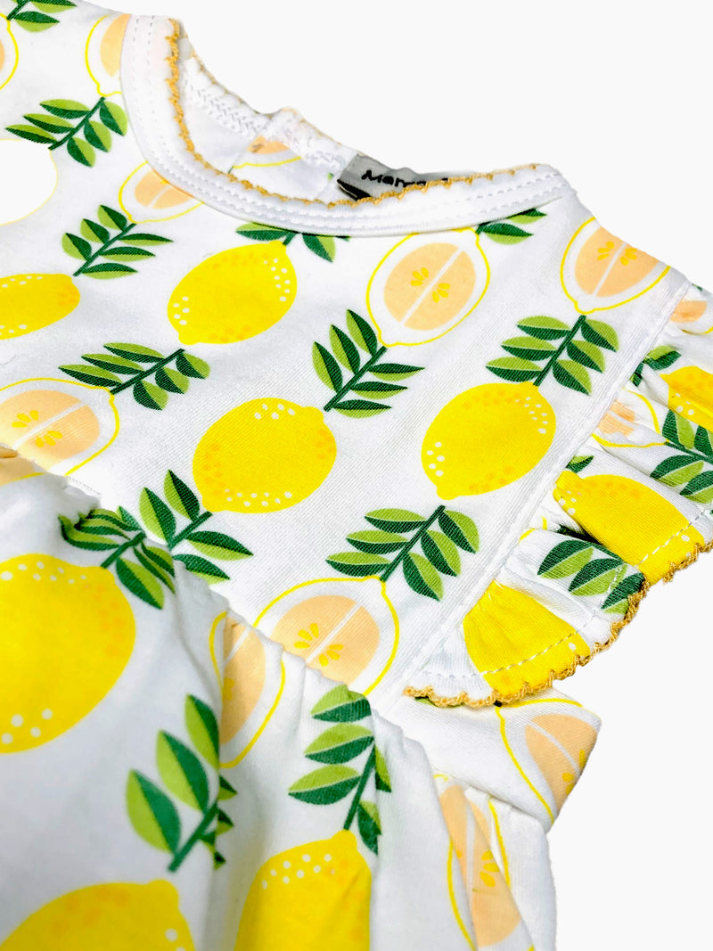 Baby girl's "Lemonade Stand" pima print romper - Little Threads Inc. Children's Clothing