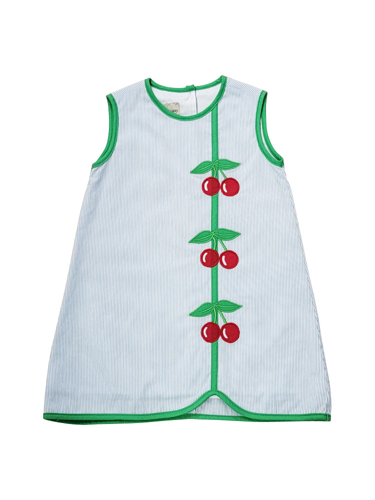 Girl's "Cherry" Applique  A Line dress - Little Threads Inc. Children's Clothing