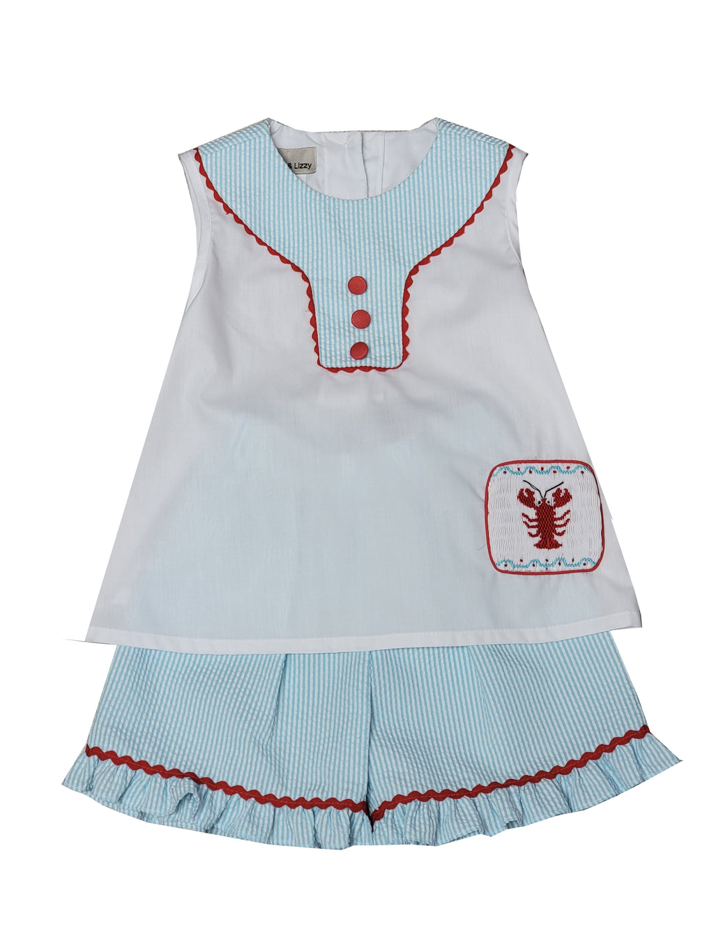 Girl's "Lobster" Seersucker Short Set - Little Threads Inc. Children's Clothing