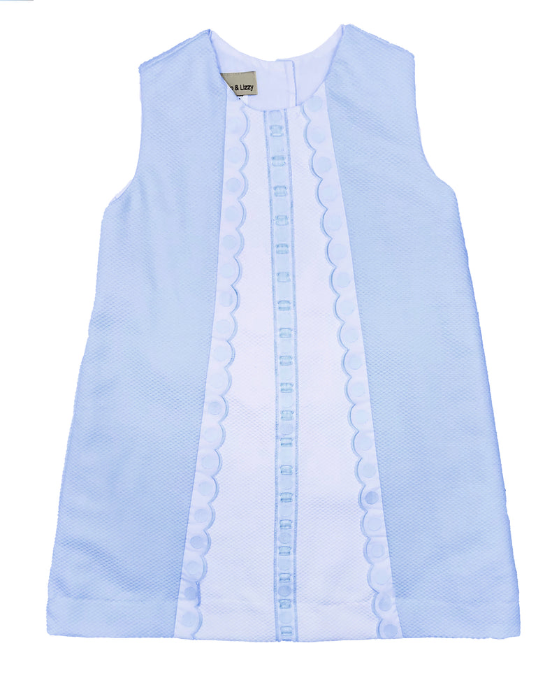 Girl's "Blue and White" A line Dress - Little Threads Inc. Children's Clothing