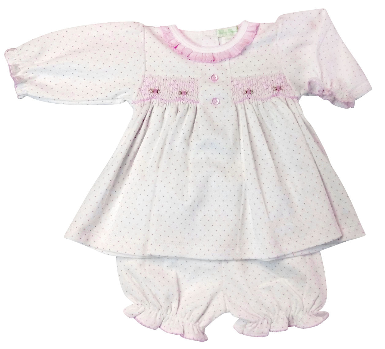 Pink Dots Pima cotton Baby Girl's Dress - Little Threads Inc. Children's Clothing