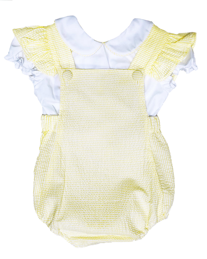 Yellow seersucker baby girl romper - Little Threads Inc. Children's Clothing