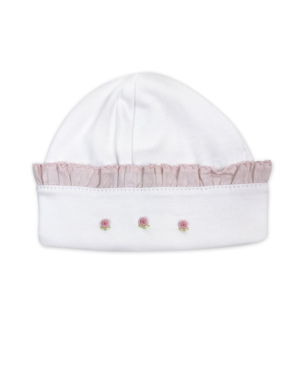 Baby Girl's White Pima Cotton Rose Buds Hat - Little Threads Inc. Children's Clothing