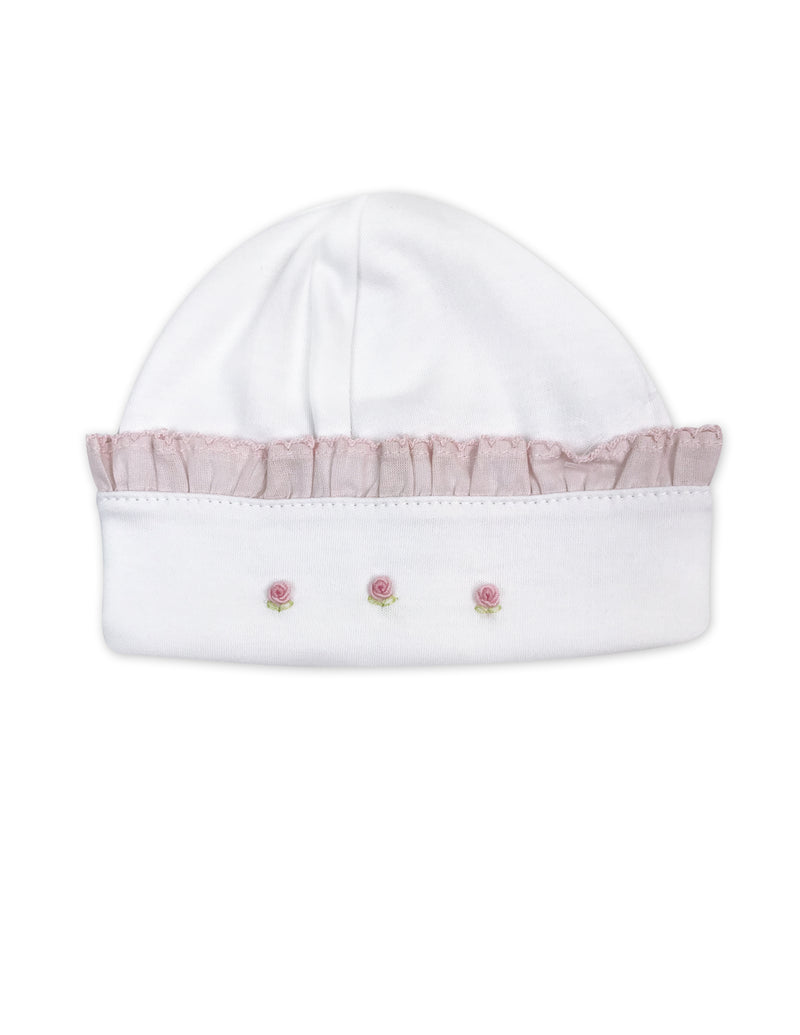 Baby Girl's White Pima Cotton Rose Buds Hat - Little Threads Inc. Children's Clothing