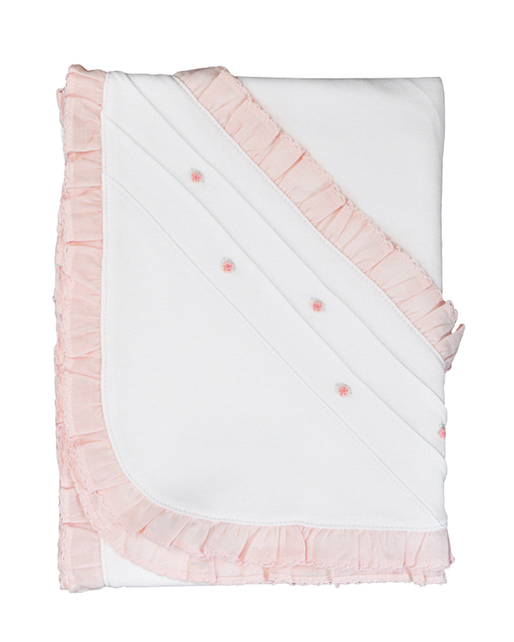Baby Girl's White Pima Cotton Rose Buds Blanket - Little Threads Inc. Children's Clothing