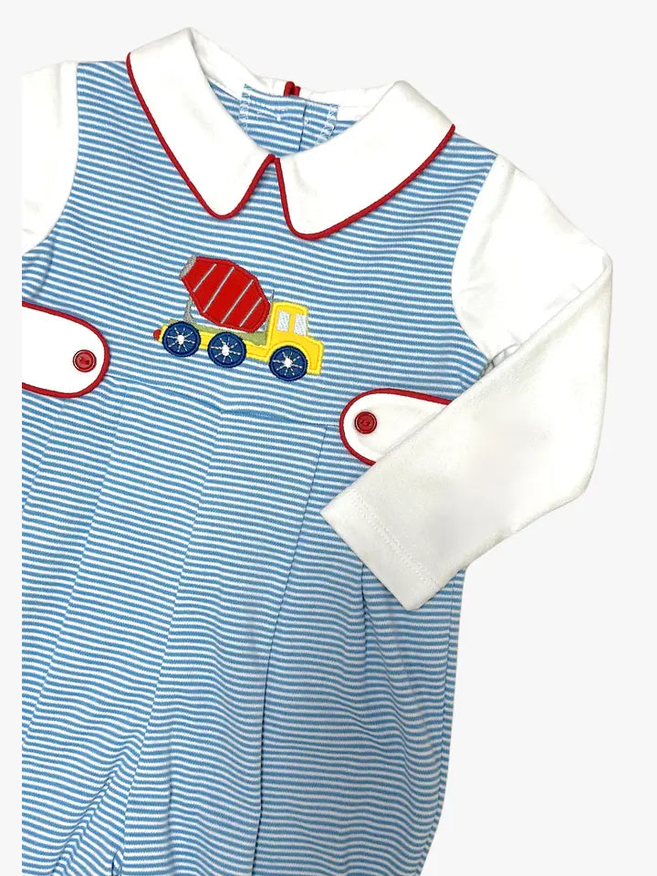 Baby boy applique longall Construction Collection