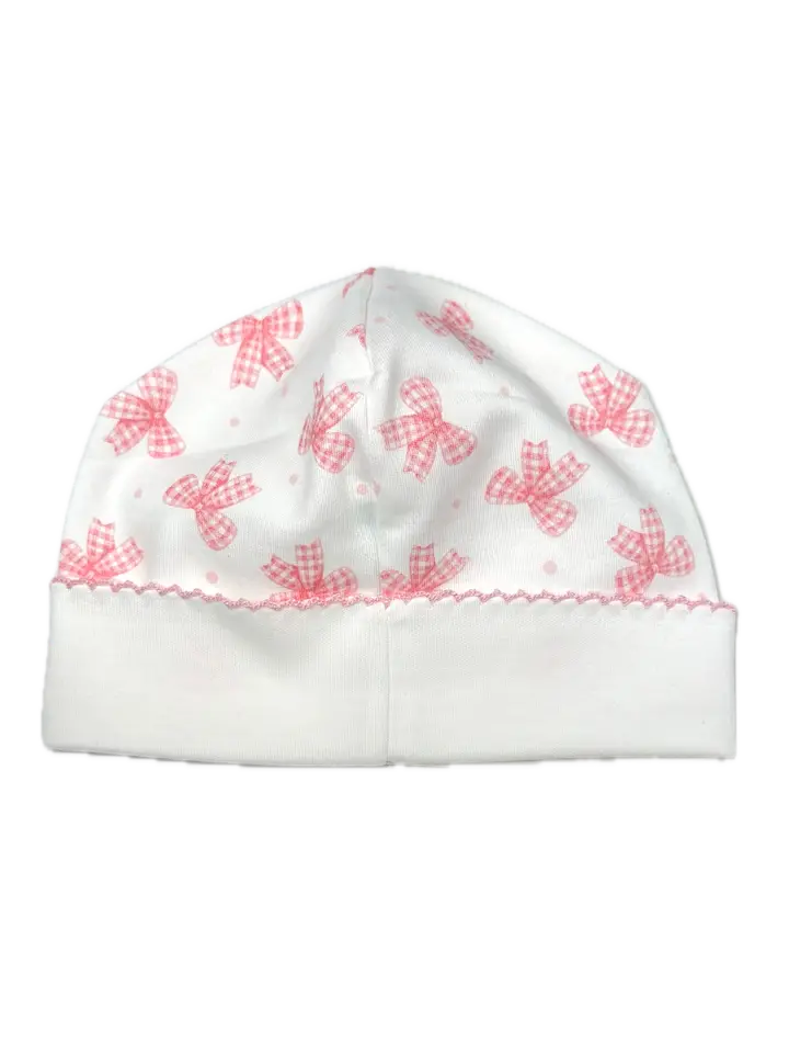 Baby Girl 100% Pima Cotton Hat Pink Bows Print - Little Threads Inc. Children's Clothing