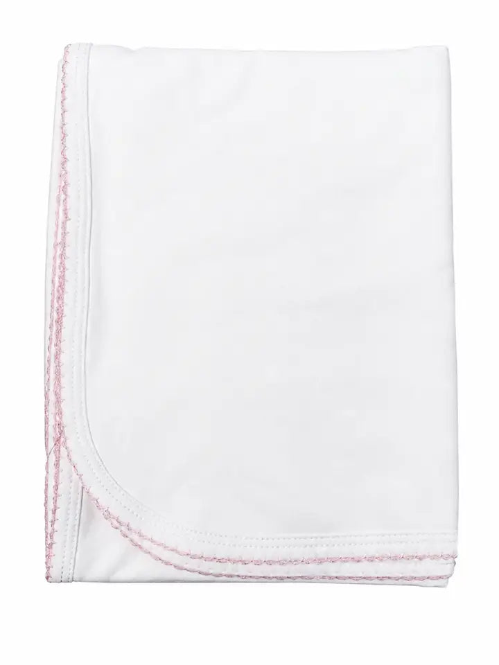 Baby Girl's White & Pink Blanket
