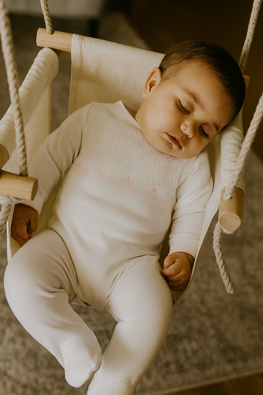 Baby Girl’s White & Pink Hand Smocked Footie