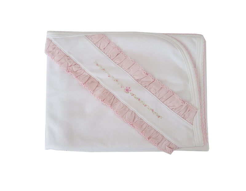 Baby Girl's Heirloom Rosevine Embroidered Blanket - Little Threads Inc. Children's Clothing