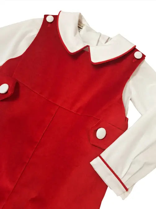 Boy's "Red Velvet Christmas" Overall Set - Little Threads Inc. Children's Clothing