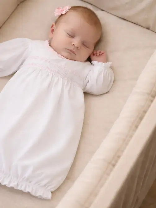 Girl Rose White Baby Pima Cotton Daygown - Little Threads Inc. Children's Clothing