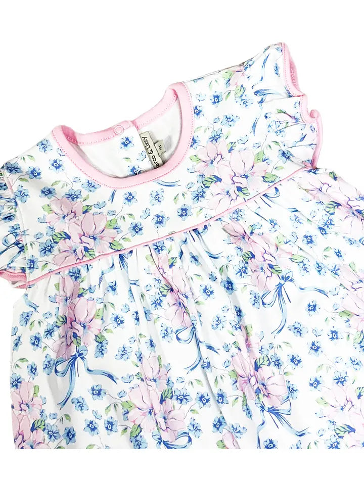 Blue Spring Flowers Girl's Float Dress - Little Threads Inc. Children's Clothing