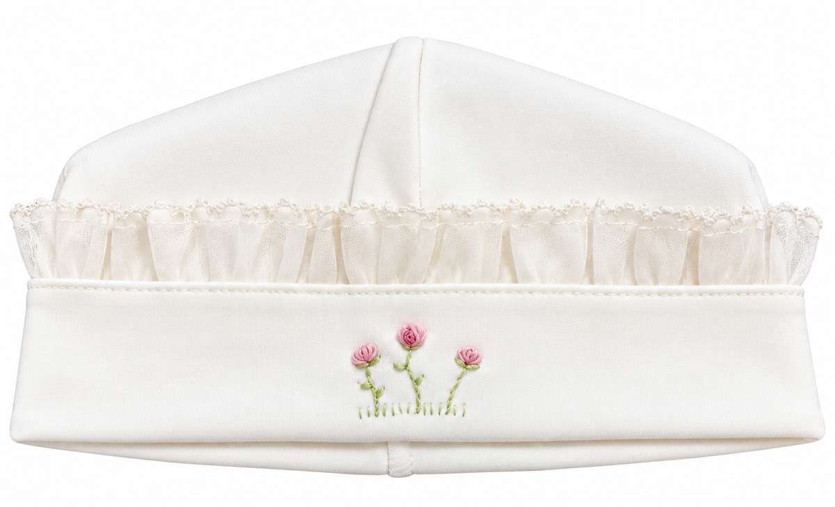 Rose Clusters All White Hat - Little Threads Inc. Children's Clothing