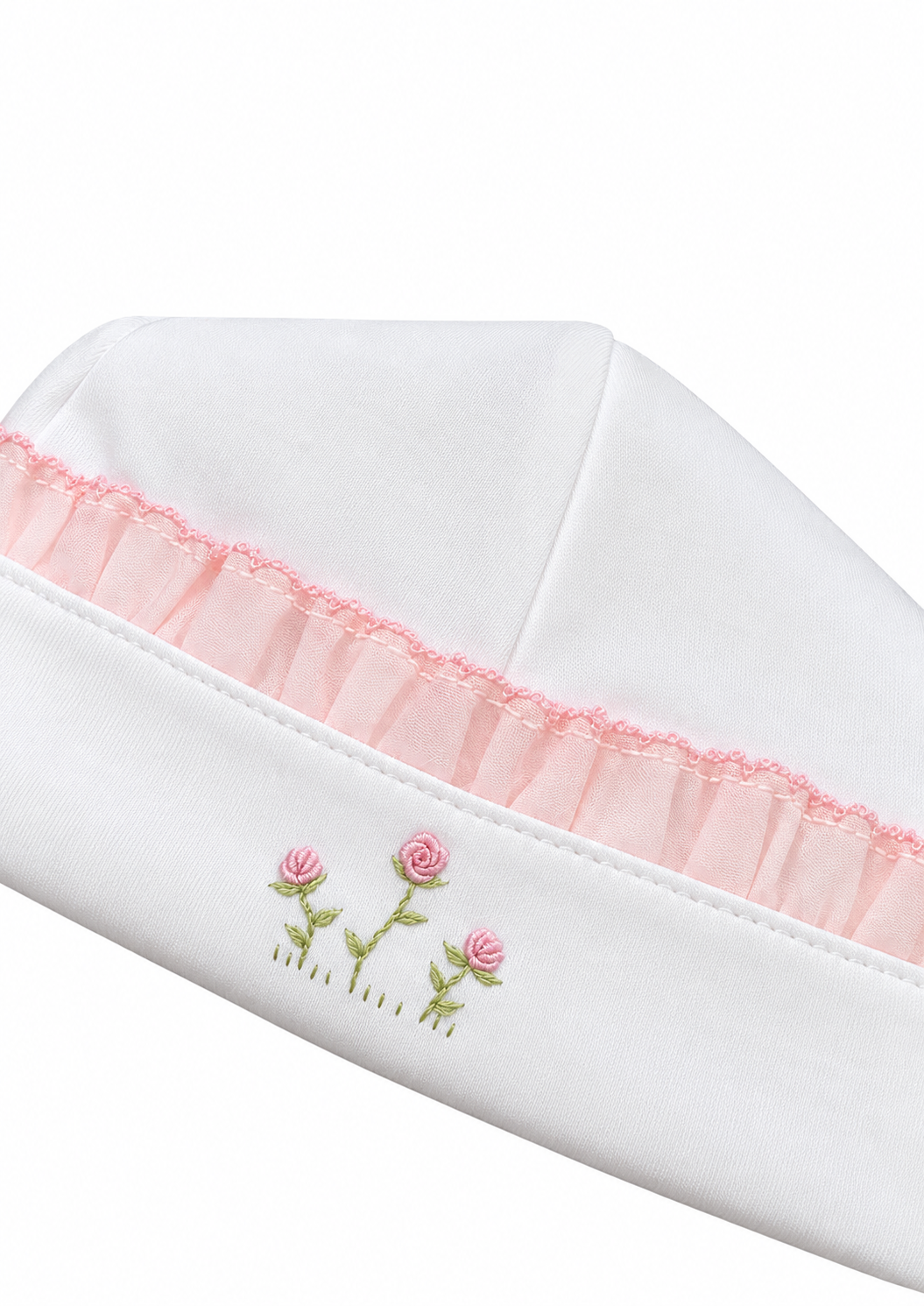 Rose Clusters White Hat with pink Ruffle - Little Threads Inc. Children's Clothing