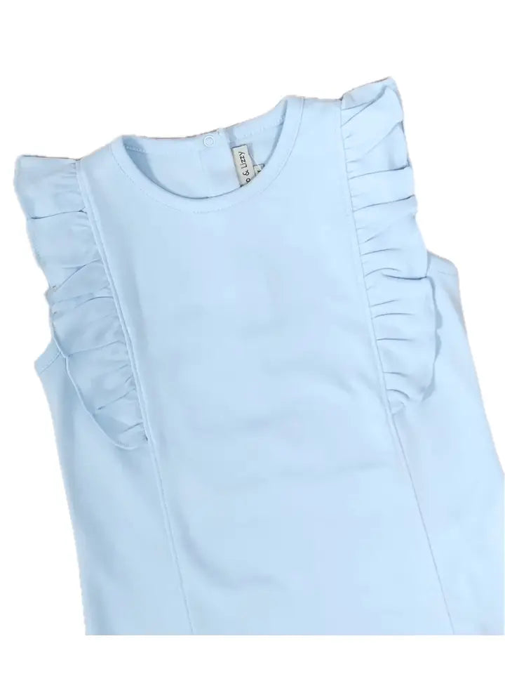 Positano Collection Sky Blue Girl's Pima Top - Little Threads Inc. Children's Clothing