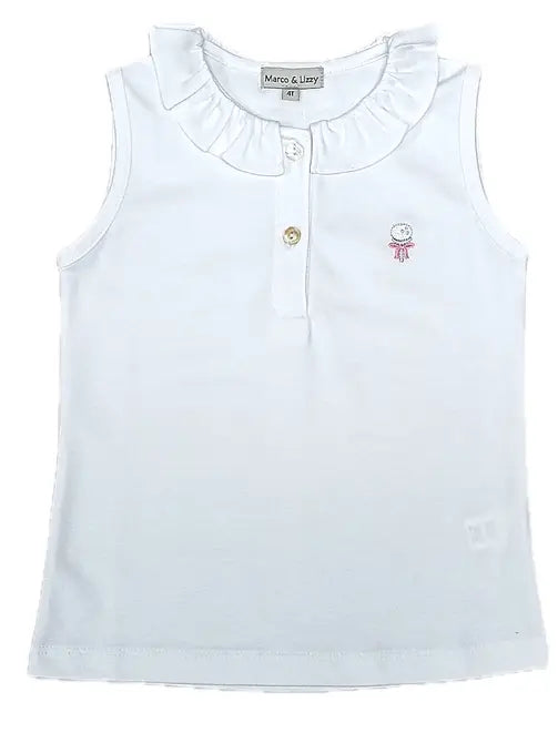 Golf Collection Girl's White Pima top - Little Threads Inc. Children's Clothing