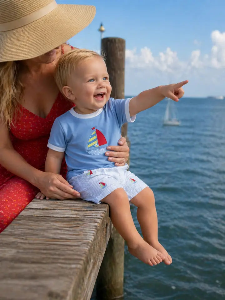 Boy's "Sailboat" Applique Short Set