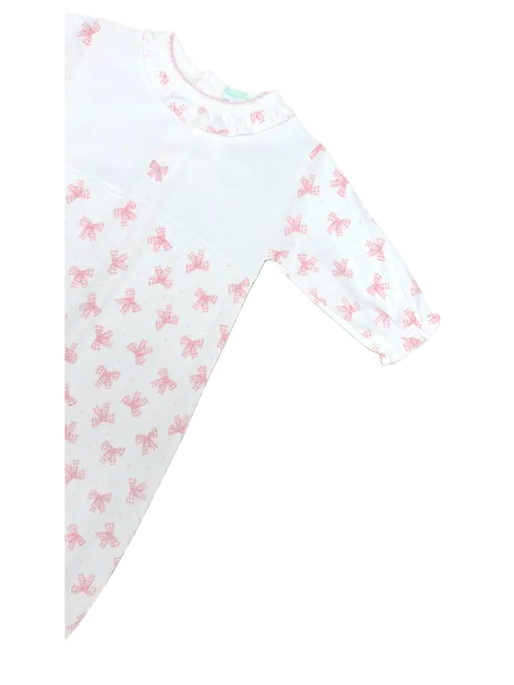 Converter Gown Pink Bows Print 100% Pima Cotton - Little Threads Inc. Children's Clothing