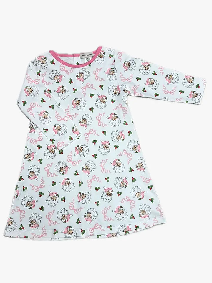 A line girls dress Pink Santa Collection - Little Threads Inc. Children's Clothing
