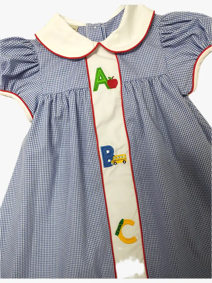 Back to School Appliqué girl's float dress - Little Threads Inc. Children's Clothing