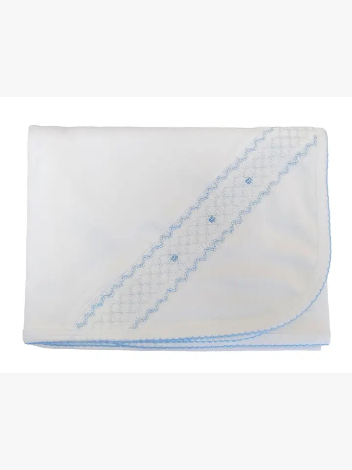 Baby Boy's "Celine & Tom" 100% Pima Smocked Blanket - Little Threads Inc. Children's Clothing