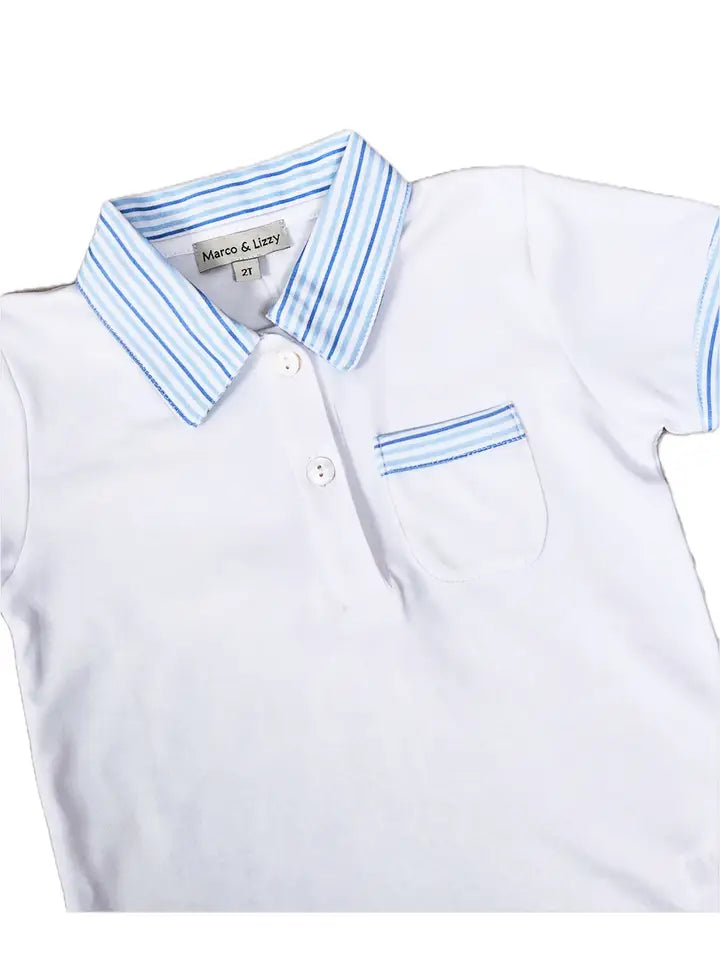 Blue Spring Flowers Boy's 2 Pc Short Set - Little Threads Inc. Children's Clothing