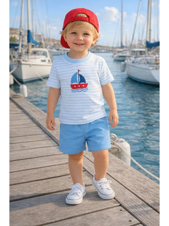 Sailboat Boys T Shirt Short Set - Little Threads Inc. Children's Clothing