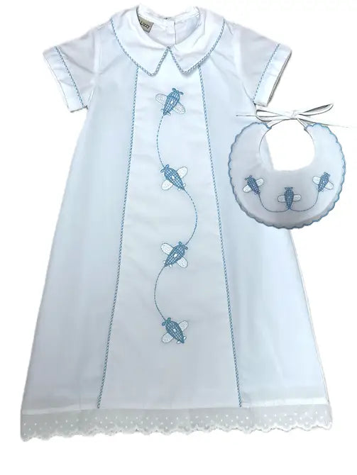 Airplanes daygown set (with bib and hat) - Little Threads Inc. Children's Clothing