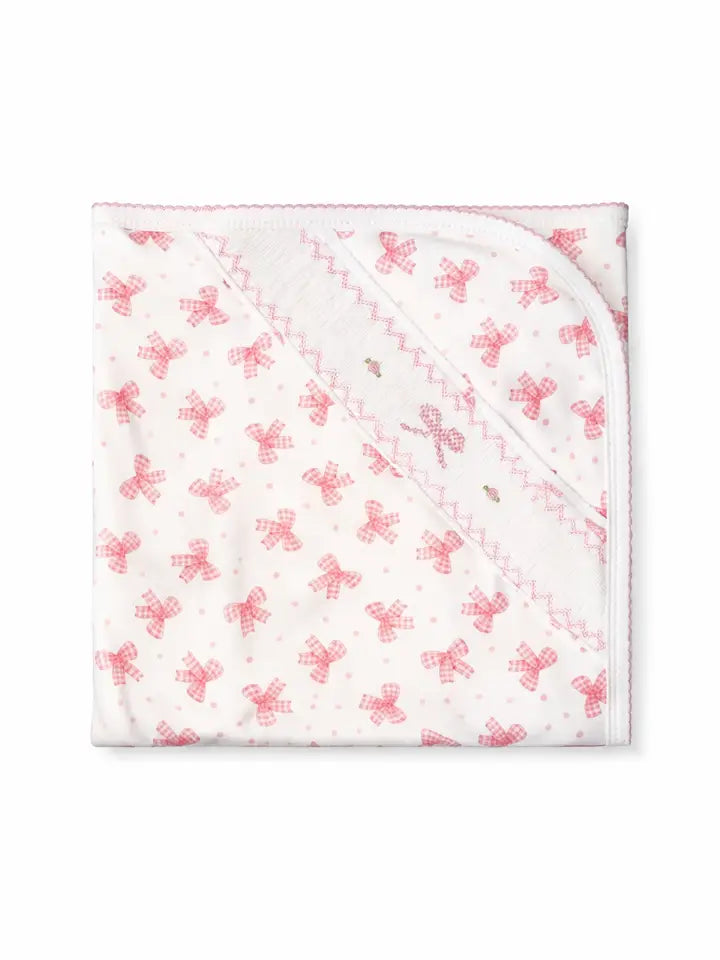 Hand Smocked Blanket Pink Bows Print - Little Threads Inc. Children's Clothing